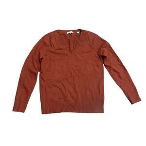 Vince Cashmere V-Neck Sweater Earthy Red Size XS Preppy Academia Casual Chic